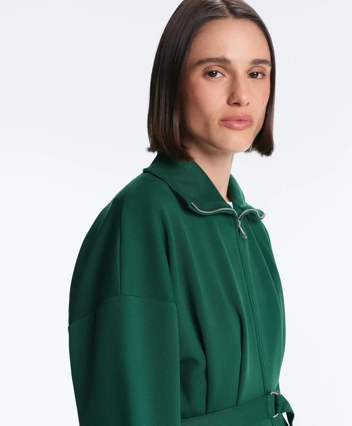 Oversized katoenen piqué jas met ceintuur Oversized katoenen piqué jas met ceintuur