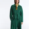 Oversized katoenen piqué jas met ceintuur Oversized katoenen piqué jas met ceintuur