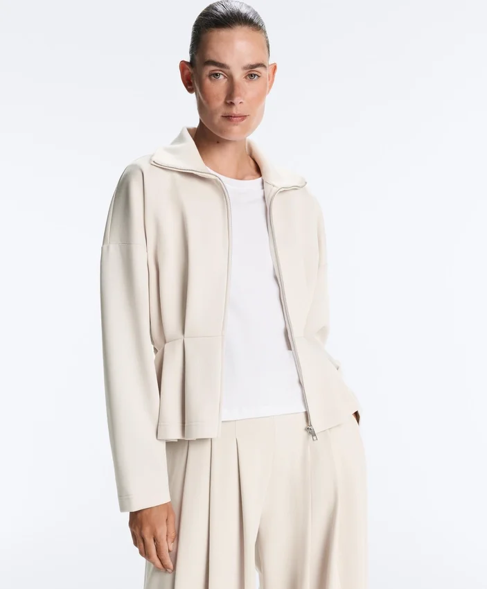Oversized katoenen piqué jas met ceintuur Oversized katoenen piqué jas met ceintuur