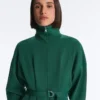 Oversized katoenen piqué jas met ceintuur Oversized katoenen piqué jas met ceintuur