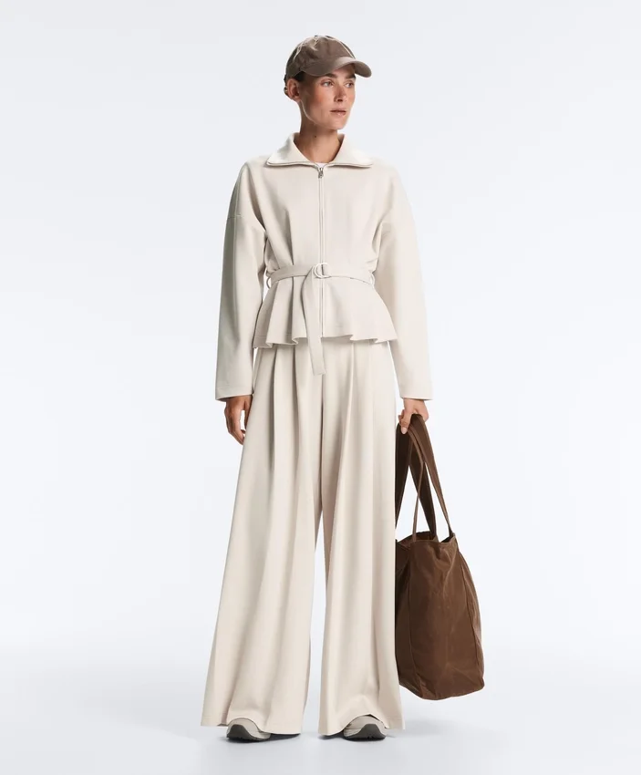 Oversized katoenen piqué jas met ceintuur Oversized katoenen piqué jas met ceintuur