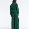 Oversized katoenen piqué jas met ceintuur Oversized katoenen piqué jas met ceintuur