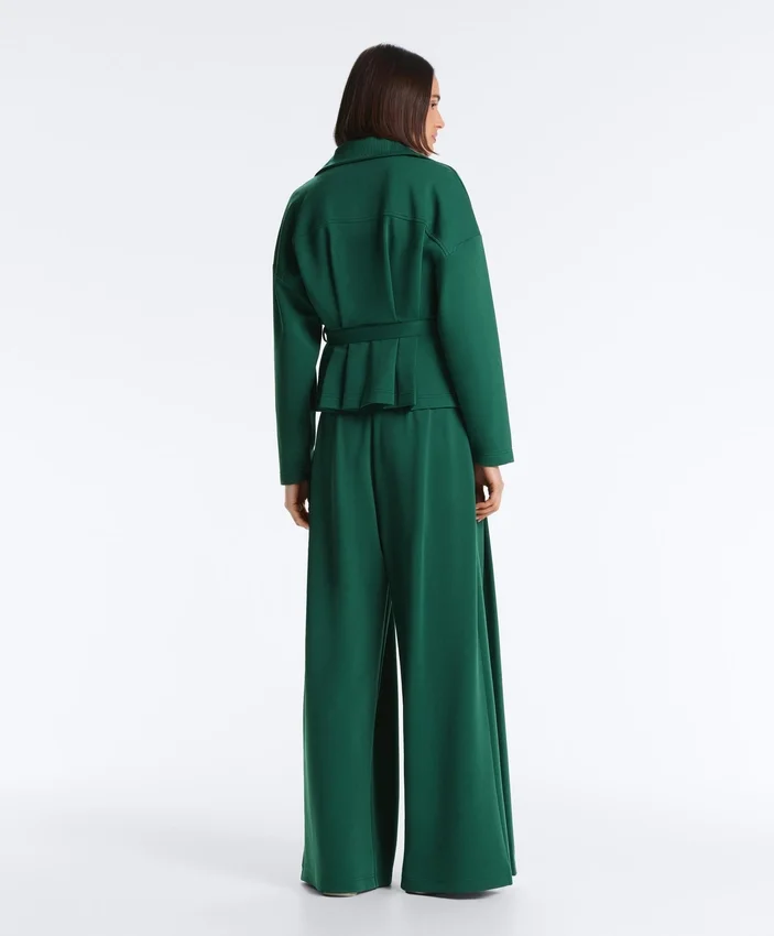 Oversized katoenen piqué jas met ceintuur Oversized katoenen piqué jas met ceintuur