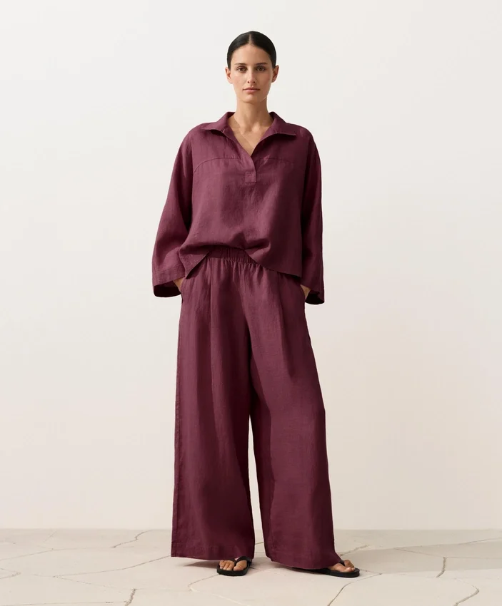 100% linnen broek met wijde pijpen 100% linnen broek met wijde pijpen
