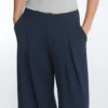 Piqué-broek met wijde pijpen van katoen Piqué-broek met wijde pijpen van katoen