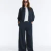 Piqué-broek met wijde pijpen van katoen Piqué-broek met wijde pijpen van katoen