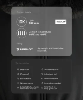 Primaloft® waterafstotend skijassen met superslanke pasvorm Primaloft® waterafstotend skijassen met superslanke pasvorm