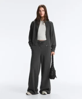 Rechte broek van fleece en katoenmix