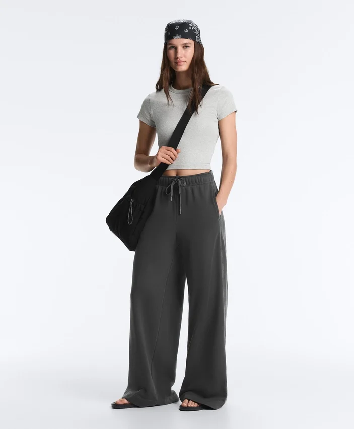 Rechte broek van fleece en katoenmix Rechte broek van fleece en katoenmix