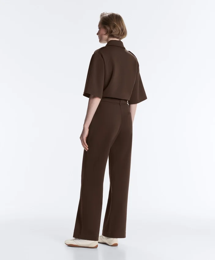 Slanke piquébroek met lage taille en katoen Slanke piquébroek met lage taille en katoen