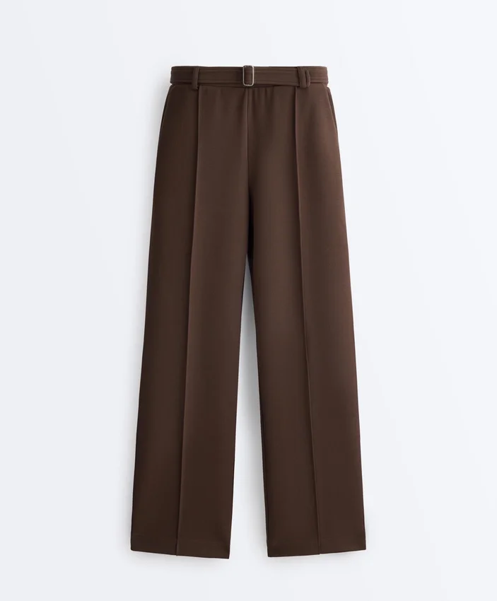Slanke piquébroek met lage taille en katoen Slanke piquébroek met lage taille en katoen