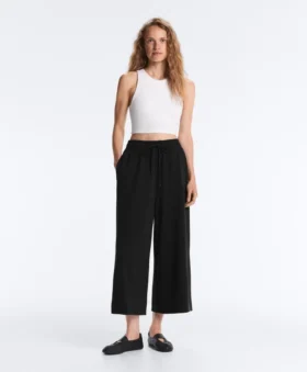 Soft Touch-broek met wijde pijpen en modal