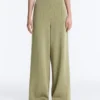 Soft Touch-broek met wijde pijpen, hoge taille en krijtstreep