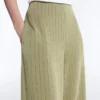 Soft Touch-broek met wijde pijpen, hoge taille en krijtstreep