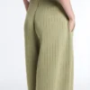 Soft Touch-broek met wijde pijpen, hoge taille en krijtstreep