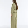 Soft Touch-broek met wijde pijpen, hoge taille en krijtstreep