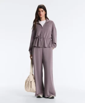Soft Touch-broek met wijde pijpen, plooien aan de zijkant en modal