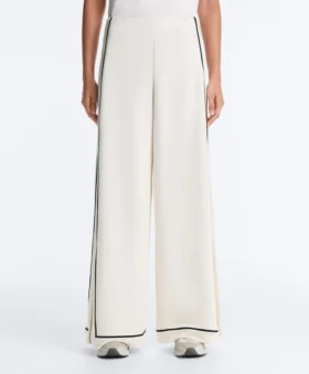 Soft Touch-modaal broek met wijde pijpen en contrasterende biezen