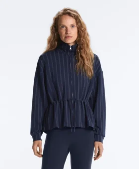 Soft Touch-modaal jassen met verstelbare taille en hoge kraag
