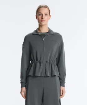 Soft Touch-modaal jassen met verstelbare taille en hoge kraag