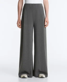 Soft Touch modal broek met brede pijpen en krijtstreep