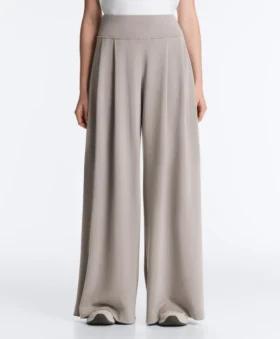 Soft Touch-modal broek met wijde pijpen en korsetdetail