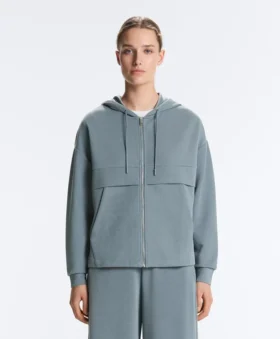 Soft Touch modal sweatshirt met rits en ribboorden Soft Touch modal sweatshirt met rits en ribboorden