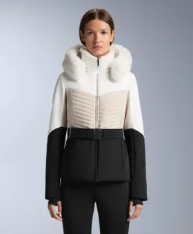 Super-slim fit Primaloft® ski-jas met kleurblokken, waterafstotend en gewatteerd