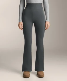 Superhoge taille, naadloze, extra warme ribflarebroek