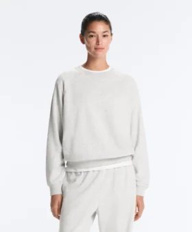 Sweatshirt met ronde hals van gemêleerd katoen-fleece Sweatshirt met ronde hals van gemêleerd katoen-fleece