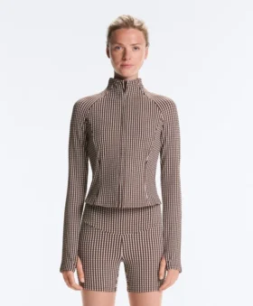 Technisch jasje met gingham-print