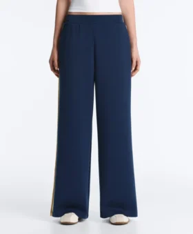 Twill broek met rechte pijpen en band aan de zijkant