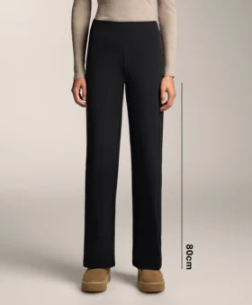Warme broek met hoge taille en rechte pijpen