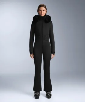 Waterafstotende, getailleerde ski-jumpsuit van stretchstof