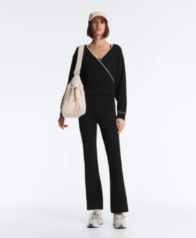 Wrap-sweatshirt met contrasterende biezen en modal