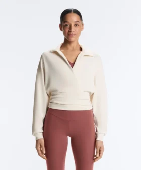 Wrap-sweatshirt met polo-hals en Soft Touch modal